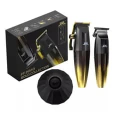 KIT JRL MÁQUINA NACIONAL DE CORTE 2020C E MÁQUINA DE ACABAMENTO 2020T GOLD + BASE CARREGADORA   COMBO DOURADO