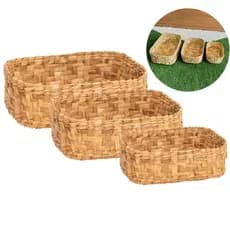 Kit 3 Cestos Organizadores De Palha Multiuso Porta objetos decoração