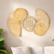 Decoração de Parede Composição de Palha Estilo Boho Orgânico