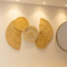 Composição de Parede Decoração Boho de Palha Natural Sustentavel