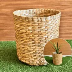 Vaso para Plantas Cachepot de Palha de Taboa decorativo 29x29x31