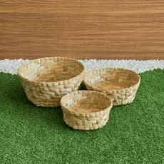 Kit 3 Cestos Organizador de Palha Multiuso Decoração