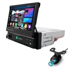 Central Multimídia Android Tela Retrátil 7 Polegadas 1Din CarPlay, Android Auto 4/64GB + Câmera de Ré