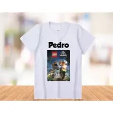 camisa infantil lego jurassic world com nome