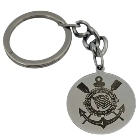 Chaveiro Aço Laser Emblema Do Corinthians Timão-licenciado Prateado