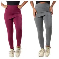 Kit 2 Calças Saia Lisa Feminina Suplex Academia Fitness
