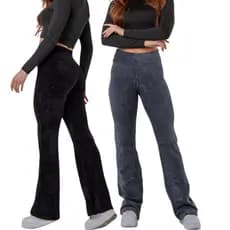 Kit 2 Calças Flare De Veludo Cotelê Inverno Casual Cintura Alta