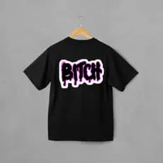 Camiseta Feminina Oversized Bitch Estilo de Rua Largo Academia 100% Algodão