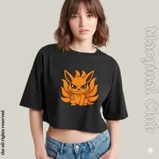 Cropped Feminino Kyuubi Naruto - 100% Algodão Estampado Anime
