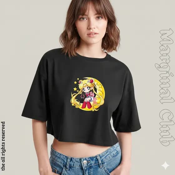 Cropped Feminino Sailor Moon Lua  - 100% Algodão Estampado Anime