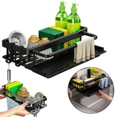 Suporte Porta Detergente E Esponja Para Uso Na Cozinha Banheiro Lavanderia Pano Sabão Pia Linha Premium