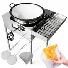 Fogão Fritador Fritadeira Aço Inox Com Tacho 18 Escorredor