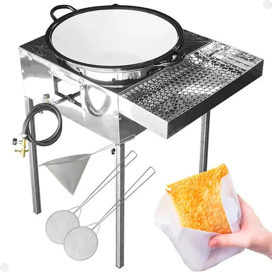 Fogão Fritador Fritadeira Aço Inox Com Tacho 22 Escorredor Chinoy Escumadeira