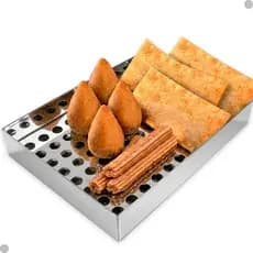 Escorredor de Pastel e Frituras em Aço Inox Profissional Pasteis Salgados Coxinha Escorrer Óleo