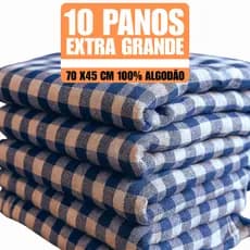 10 Pano De Chão grande Xadrez Tamanho Grande 70x45 saco duplo pano de limpeza algodão