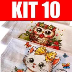 10 Pano de Prato pé de galinha estampado 100% algodão