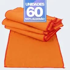 Atacado Kit 60 Flanelas Laranja 38x28cm Algodão | Cantos com Overloque | Revenda e Uso Profissional