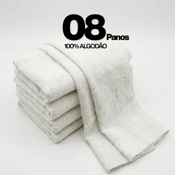 Kit 8 Panos De Chão Grande 62x42 Alvejado Branco Saco Duplo 100% Algodão Reforçado Atacado