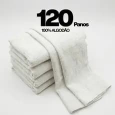 Kit 120 Panos De Chão Alvejado Branco 100% Algodão 62x42 Saco Duplo Costura Reforçada Atacado
