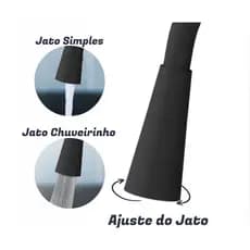 Torneira Cozinha Mesa ou Parede Silicone Preto Cone Jato Duplo