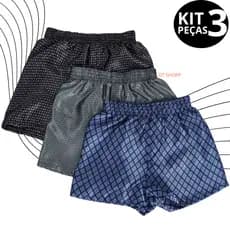 Kit com 3 Samba Canção Masculino - Short de Dormir - Cueca - Pijama