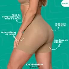 Short  Cinta Modeladora Feminino Selene Sem Costura Levanta Bumbum Afina Cintura Comprime Barriga