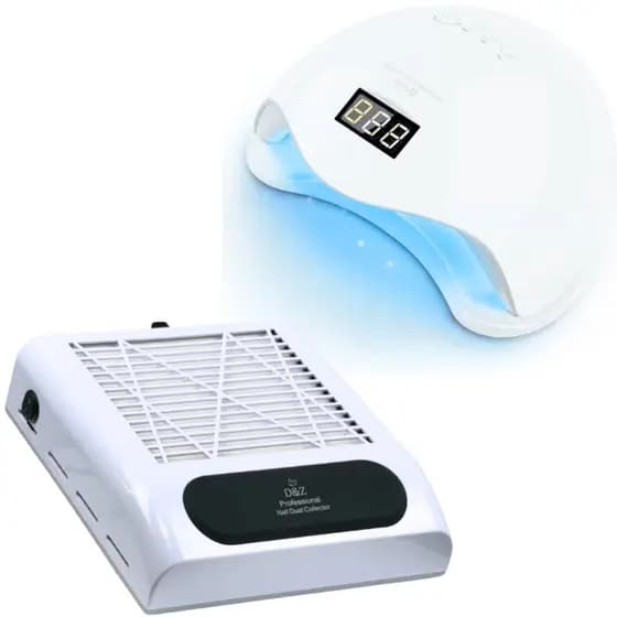 Kit Coletor Sugador D&Z 80W + Cabine Sun 5 48W Nail Designer Profissional