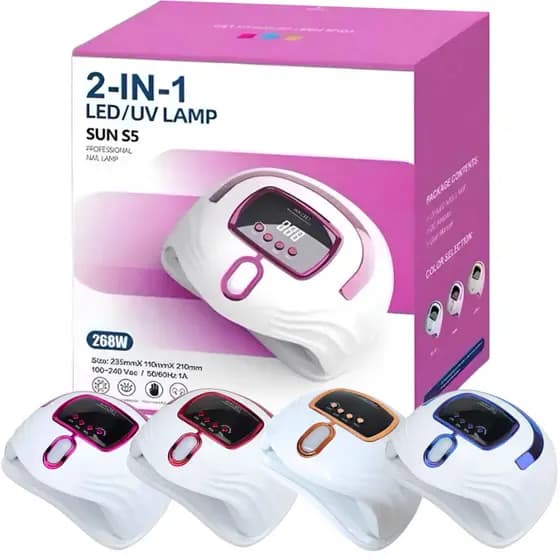 Cabine de LED UV Sun S5 Digital 57 Leds 268w Unha Gel Acrigel Secagem Rápida