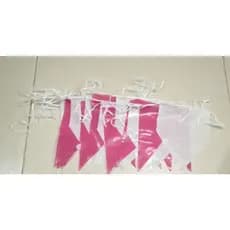 Kit com 100 metros bandeirinha junina plástica Rosa com Branco