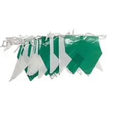Kit com 100 metros de bandeirinha junina plástica verde e branco
