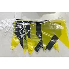 Kit com 100 metros bandeirinha junina plástica preto com amarelo