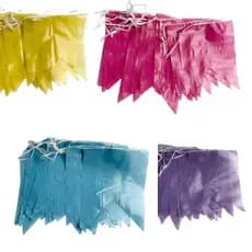 Kit com 200 metros bandeirinha junina plastica Azul Claro Rosa Lilás e Amarelo festa junina