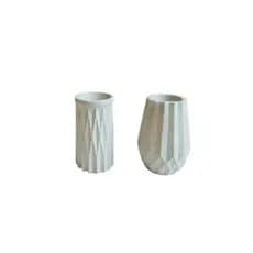Kit 2 unidades vaso decorativo de gesso texturizado para suculentas, cactos e plantas