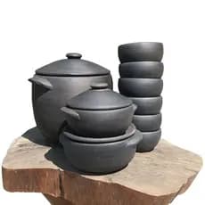 Kit panela de barro / kit de 2 panelas de barro 3 e 2 litros  + caldeirão de 4 litros + 6 cumbucas de 500ml