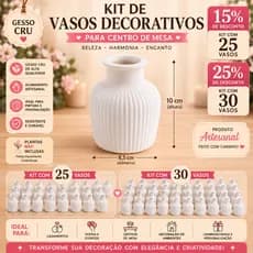 kit com 25 OU 30 vasos de gesso centro de mesa