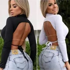 cropped manga longa vazado  luxo balada noite vaquejada inverno cropit blusa decote