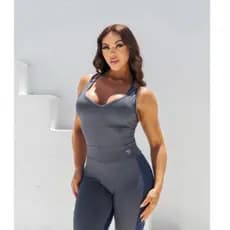 macacão longo fitness feminino com bojo poliamida