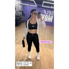 Conjunto fitness feminino poliamida tecido grosso