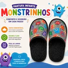 Pantufa infantil Senza Spina estampa monstrinhos - Chinelo de inverno