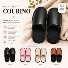 Pantufa Courino Peluciada Feminina e Masculina Quentinha Antiderrapante Inverno