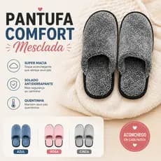 Pantufa Mesclada Unissex Inverno Quentinha Pelúcia Macia Antiderrapante Conforto Casa Frio