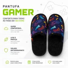 Pantufa Infantil Gamer Confortável - Estampa Gamer e WOW
