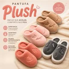 Pantufa de Inverno Forrada PLUSH Antiderrapante Super Macia para Casa