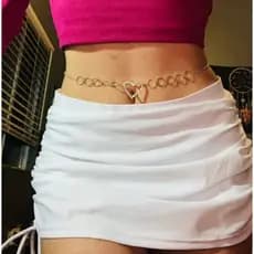 Cinto Blogueira Body Chain Cintura Strass Coração Biquíni Acessório Verão Instagram
