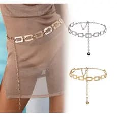 Corrente De Cintura Para Mulheres Cinto De Metal geometrico retangular Blogueira
