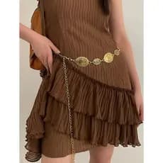 Cinto Feminino Country Corrente Metal Concho Medalha Brilho