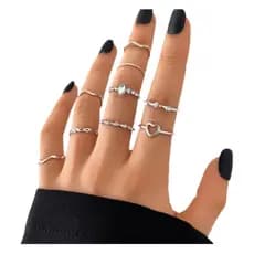 Kit Anéis Falange Bijuteria Conjunto De Anéis Coração