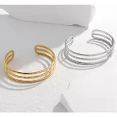 Pulseira De Titânio Ajustável 18k Banhada Ouro E Prata  Aço Inoxidável 316l