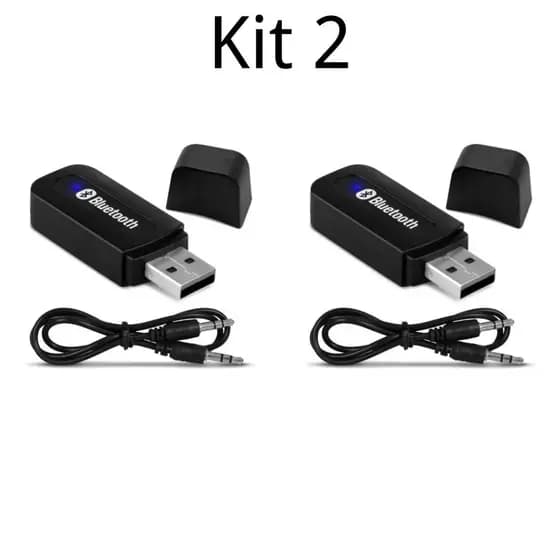 Kit 2 Receptor Bluetooth P2 Para Carro Som Automotivo USB (3,5mm)