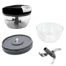 Processador de Alimentos Manual com 3 Lâminas de Alta Precisão Capacidade de 500 ml 12,5 x 8 cm Para Cozinha Cortador de Legumes Temperos Prático e Versátil Alta Qualidade